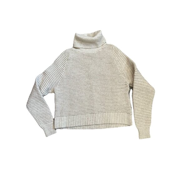 Madewell Tan Side-Button Turtleneck chunky knit sweater cotton wool size XXS - Picture 8 of 11